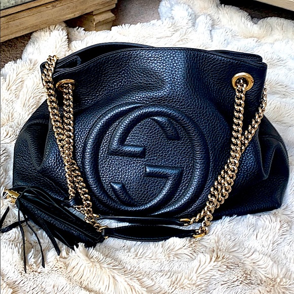Gucci Handbags - Gucci Soho Disco chain tassel leather Tote Bag.